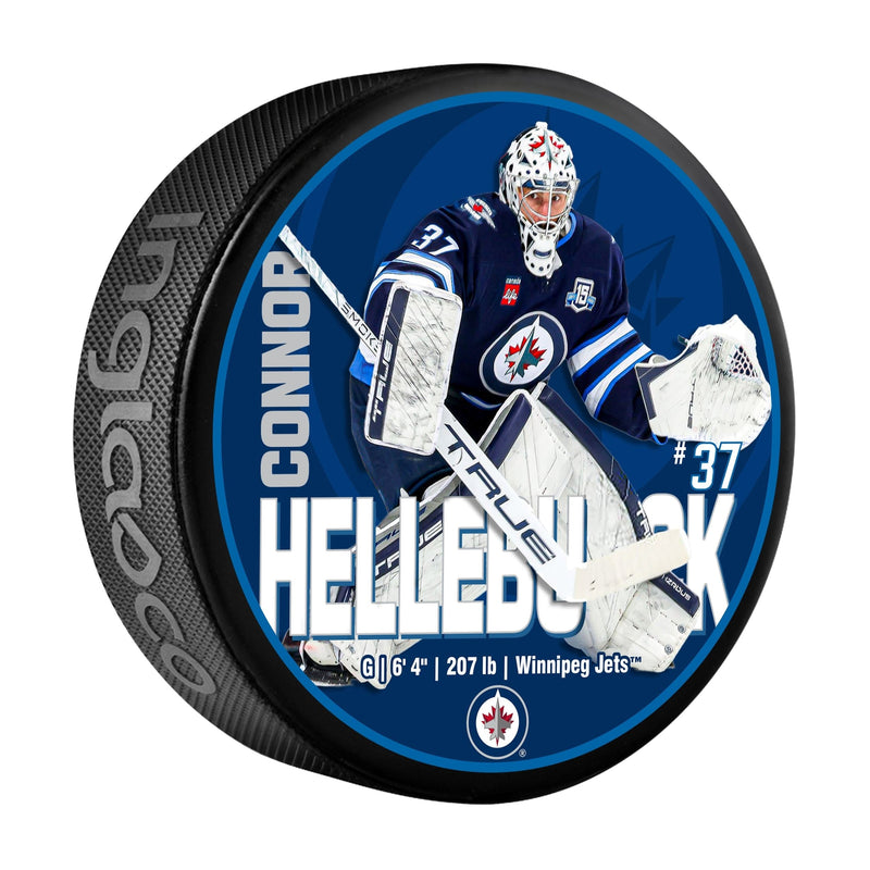 Connor Hellebuyck Hockey Puck, 6-oz K1