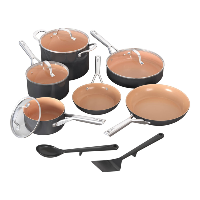 Extended Life Essential Ceramic Cookware Set, 12-pc, Dark Grey X1