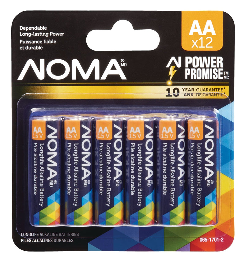 12-pk AA Alkaline Batteries, Long Lasting, All Purpose P9