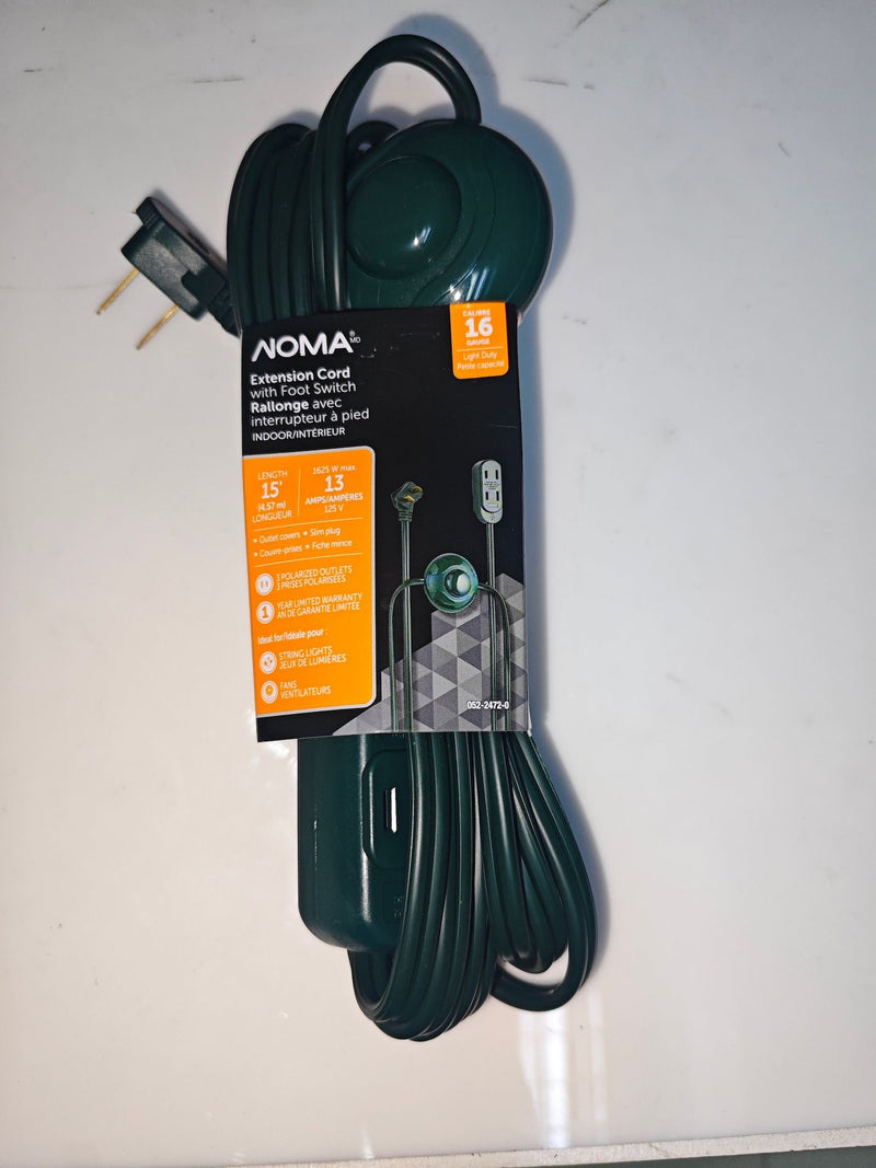 14-ft 7-in 16/2 Indoor Extension Cord, ON/OFF Foot Switch, Green K7