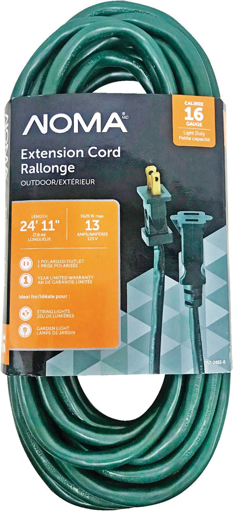 24-ft 11-in 16/2 Outdoor Extension Cord with 1 Outlet, Green I1