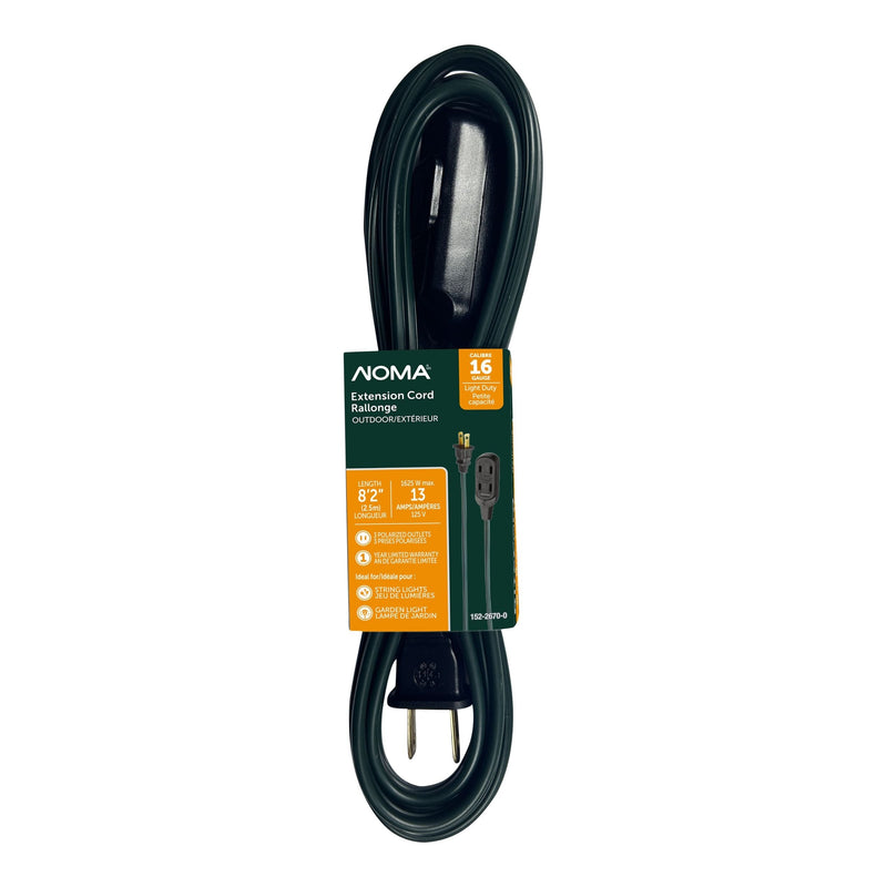2.5-m 13A 3-Outlet Light-Duty 16-Gauge Green Outdoor Extension Cord N4