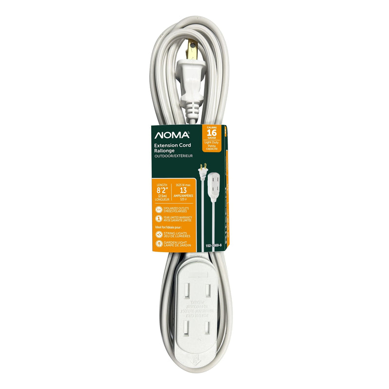 2.5-m 13A 3-Outlet Light-Duty 16-Gauge White Outdoor Extension Cord C3