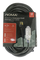 32-ft 10-in 14/3 Outdoor Extension Cord with 3 Grounded Outlets and Lighted End, Black