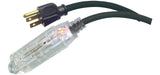 32-ft 10-in 14/3 Outdoor Extension Cord with 3 Grounded Outlets and Lighted End, Black