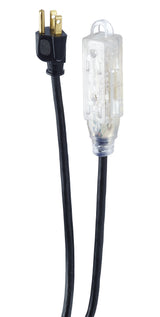 32-ft 10-in 14/3 Outdoor Extension Cord with 3 Grounded Outlets and Lighted End, Black