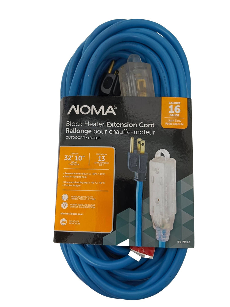 32-ft 10-in 16/3 13 Amp All-Weather Block Heater Cord with Lighted End, Blue J2