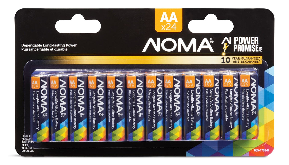 AA Alkaline Batteries, Long Lasting, All Purpose, 24-pk