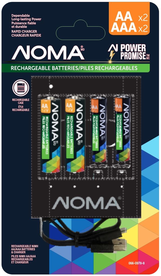 AA+AAA Ni-MH Rechargeable Batteries and Charger, 2-pk I8