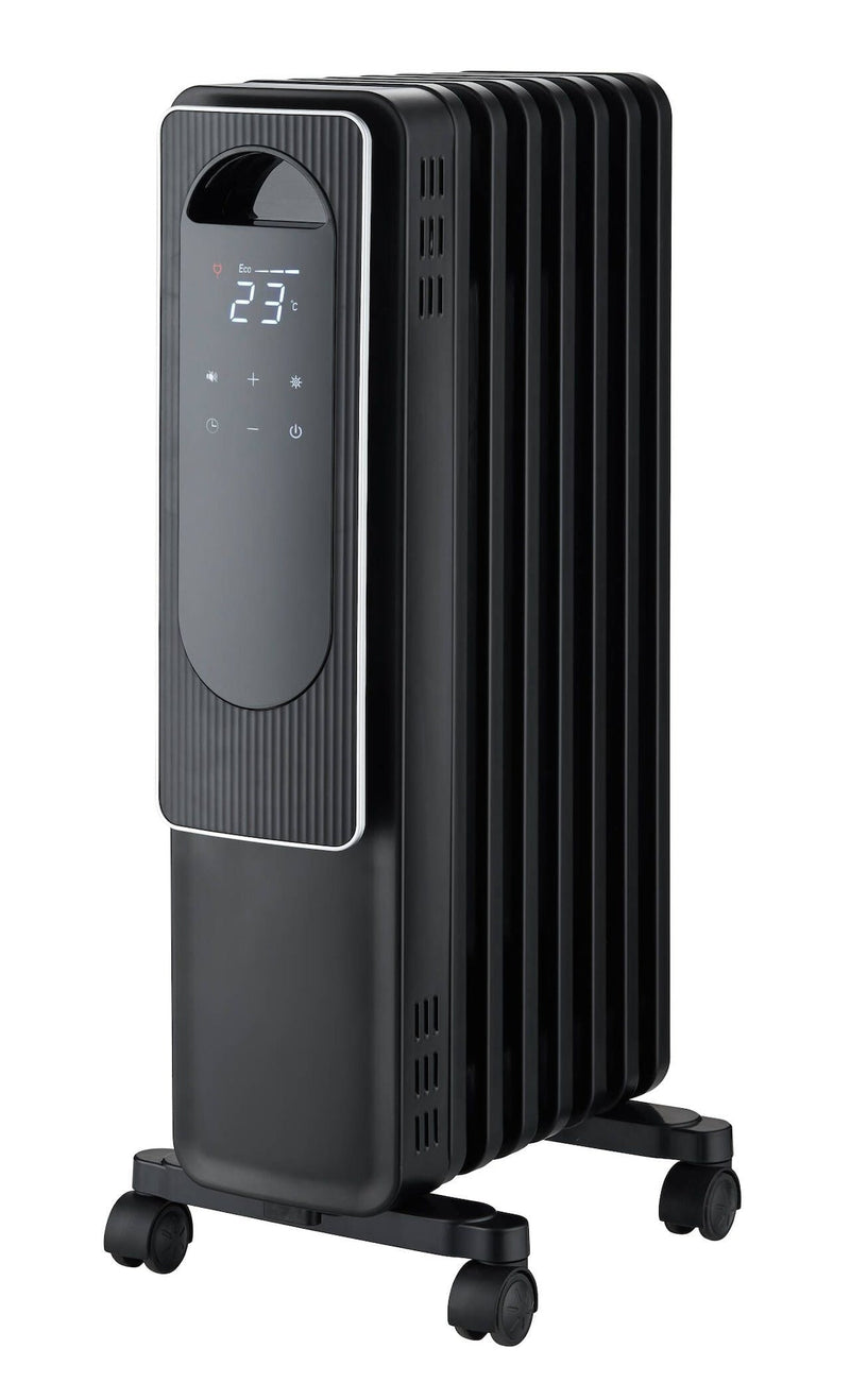 Digital Electric Oil-Filled Radiator Heater with Remote Control, 1500W, Black R8