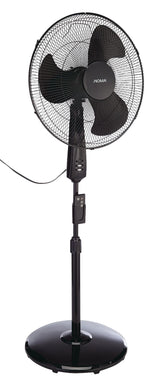 Oscillating Pedestal/Stand Fan with Remote Control, 3-Speed, Black, 18-in