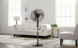 Oscillating Pedestal/Stand Fan with Remote Control, 3-Speed, Black, 18-in