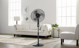 Oscillating Pedestal/Stand Fan with Remote Control, 3-Speed, Black, 18-in