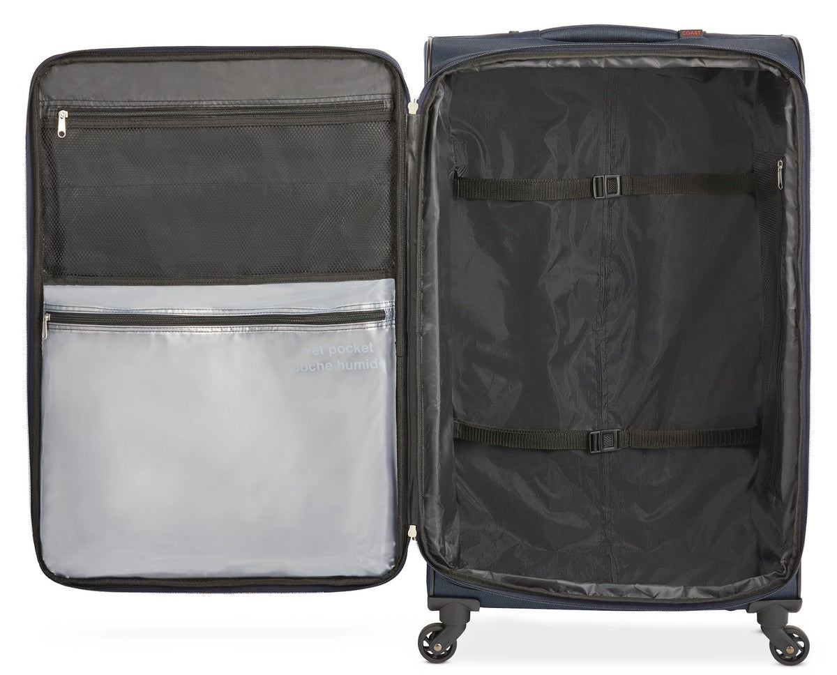 Coast Expandable Softside Spinner Wheel Travel 28-in Suitcase, Wet Pocket, Blue