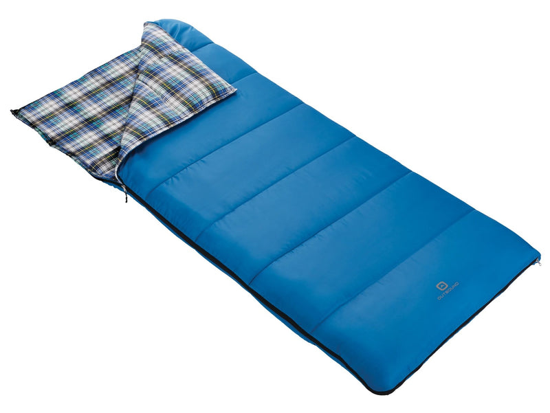 Comfort 5°C Insulated Cotton Lined Mild Weather Sleeping Bag with Compression Sack, Blue I0