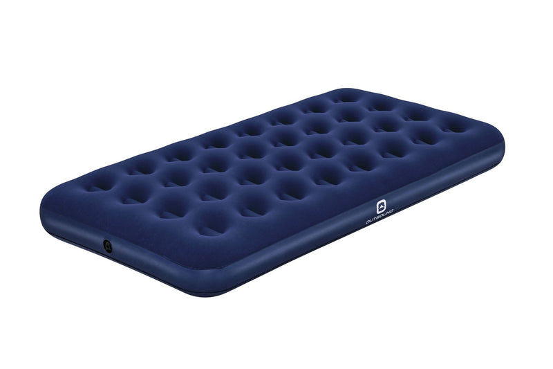 Flocked Top Twin Single-High Inflatable Air Mattress/Airbed with Repair Kit, Blue Q7