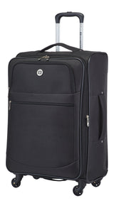 Softside Spinner Wheel Medium Travel Luggage Suitcase, Black, 24-in