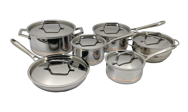 5-Ply Copper Core Stainless Steel Cookware Set, Oven Safe, 12-pc W3
