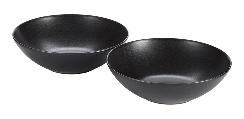 Dorset Large Coupe Stoneware Bowl Set, Oven Safe, 2-pk, Black Reactive F1