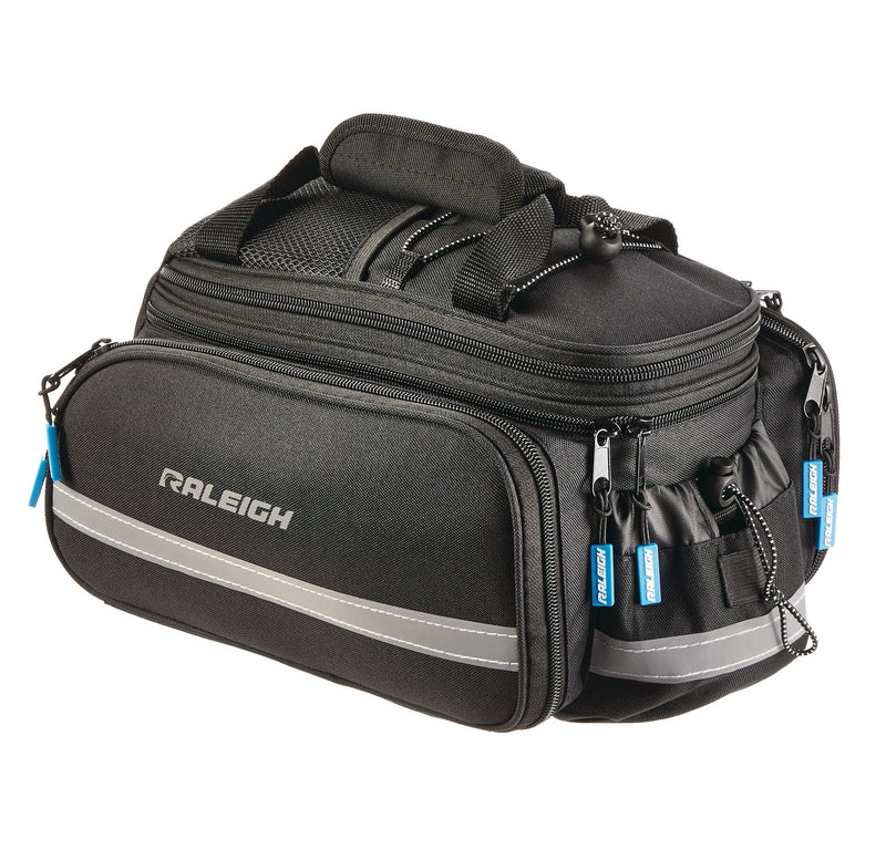 Expandable Rack Top Bike Bag withRemovable Carry Strap & Reflective Strip, Black B6