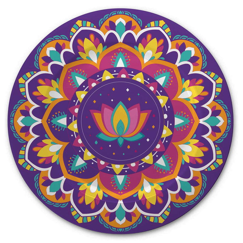Patterned Plastic Reusable Serving Platter, Multi-Coloured, 13.5-in, for Diwali B4