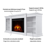 Eliot Grand Entertainment VividFlame Media Indoor Electric Fireplace TV Stand, 1500W, Includes Remote Control & Firebox, White