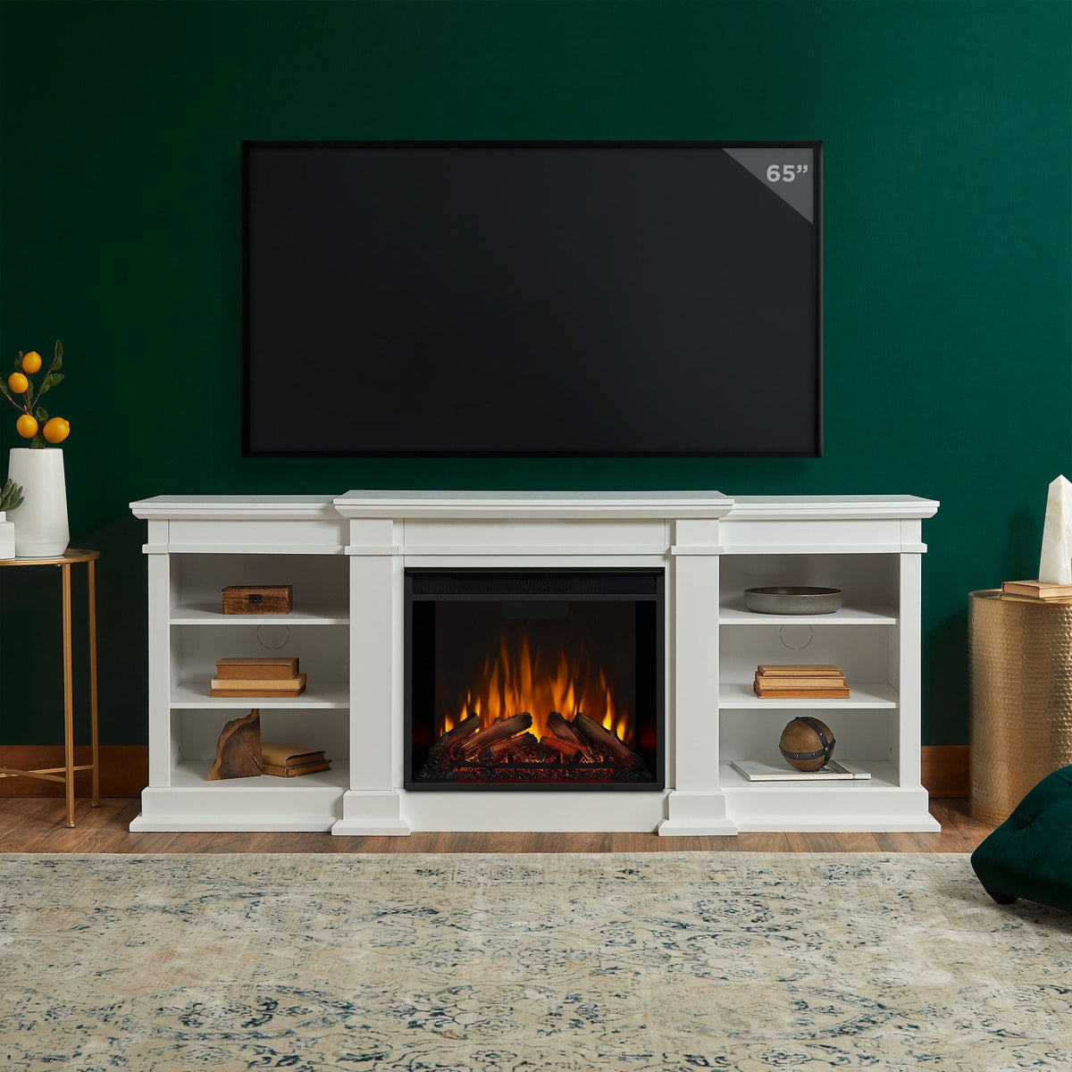 Fresno Electric Media Indoor Electric Fireplace TV Stand, 72-in, 1500W, White
