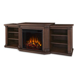 Valmont Media Indoor Electric Fireplace TV Stand, 74-in, 1500W, Includes Remote Control & Firebox, Chestnut Oak