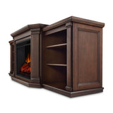 Valmont Media Indoor Electric Fireplace TV Stand, 74-in, 1500W, Includes Remote Control & Firebox, Chestnut Oak