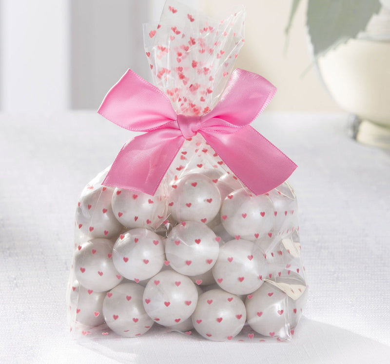 Rectangle Cello Treat Party Bags, Pink/Clear, Hearts, 10-in, 12-pk, for Gender Reveal/Baby Shower C3