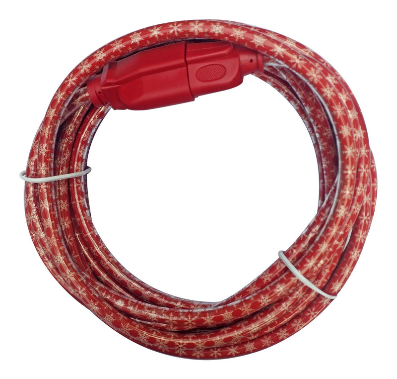 16/3 Outdoor Snowflake Extension Cord with Grounded Outlet, Red/White, 7.5-m D6