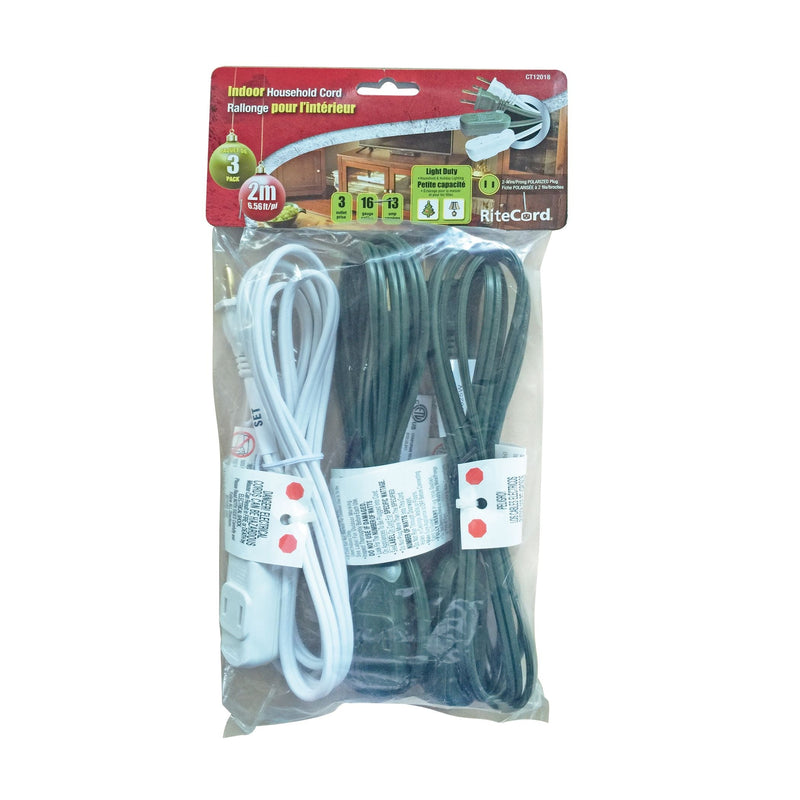 6-ft 7-in 16/2 Indoor Extension Cord, 3-pk L4
