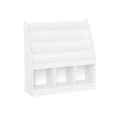 Home Kids' Playroom Bookrack with 3 Toy Organizer Cubbies & 4 Book Shelves, White