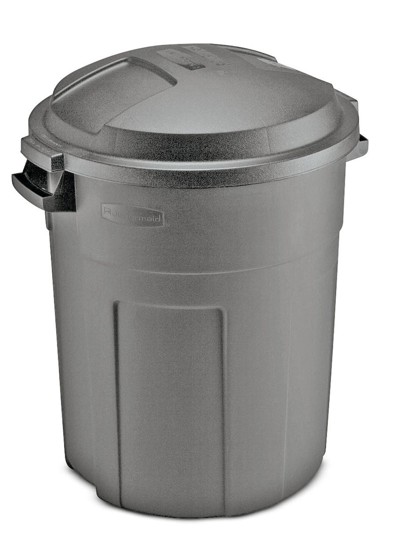 Heavy-Duty Plastic Circular Garbage Can, Black, 75.7-L E0