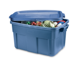 Roughneck Stackable Storage Box with Lid, 53-L, Blue