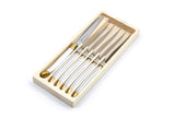 Laguiole Steak Knife Set, White/Gold, 6-pc