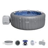 Santorini Grey 7-Person Luxe HydroJet Pro Round Smart Spa, 85-in x 31.5-in