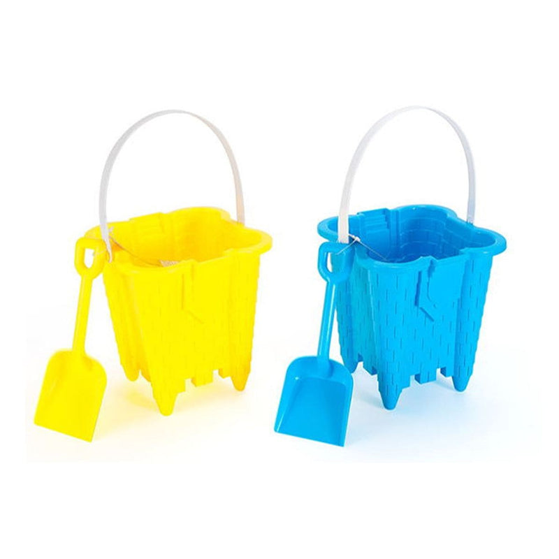 Sand Castle Bucket & Shovel Set, Blue/Green/Red/Yellow, Assorted, Ages 2+, for Beach/Pool Fun Activities C1