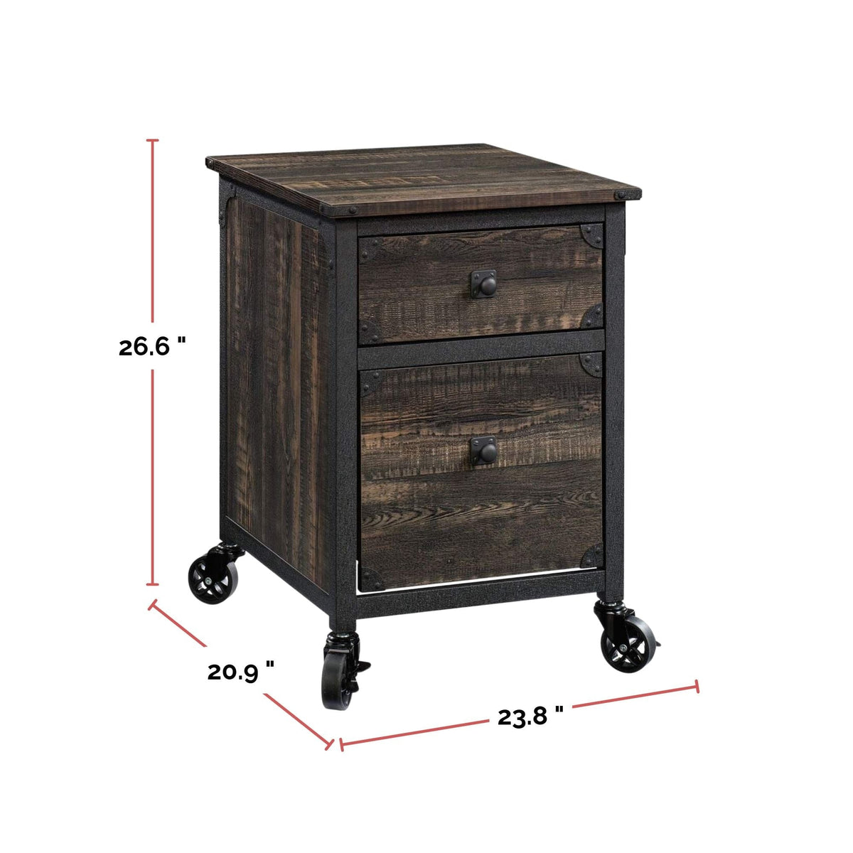 Steel Pedestal River File Cabinet with Drawers, Carbon Oak