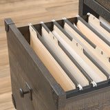 Steel Pedestal River File Cabinet with Drawers, Carbon Oak