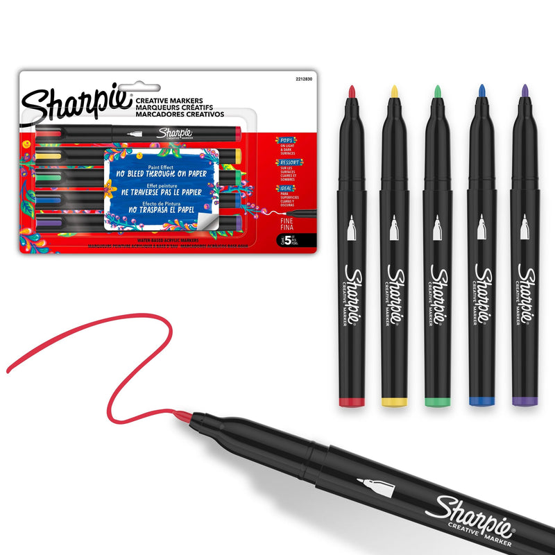 Creative Markers, Fine Tip, 5 Pieces, Assorted Colours K4