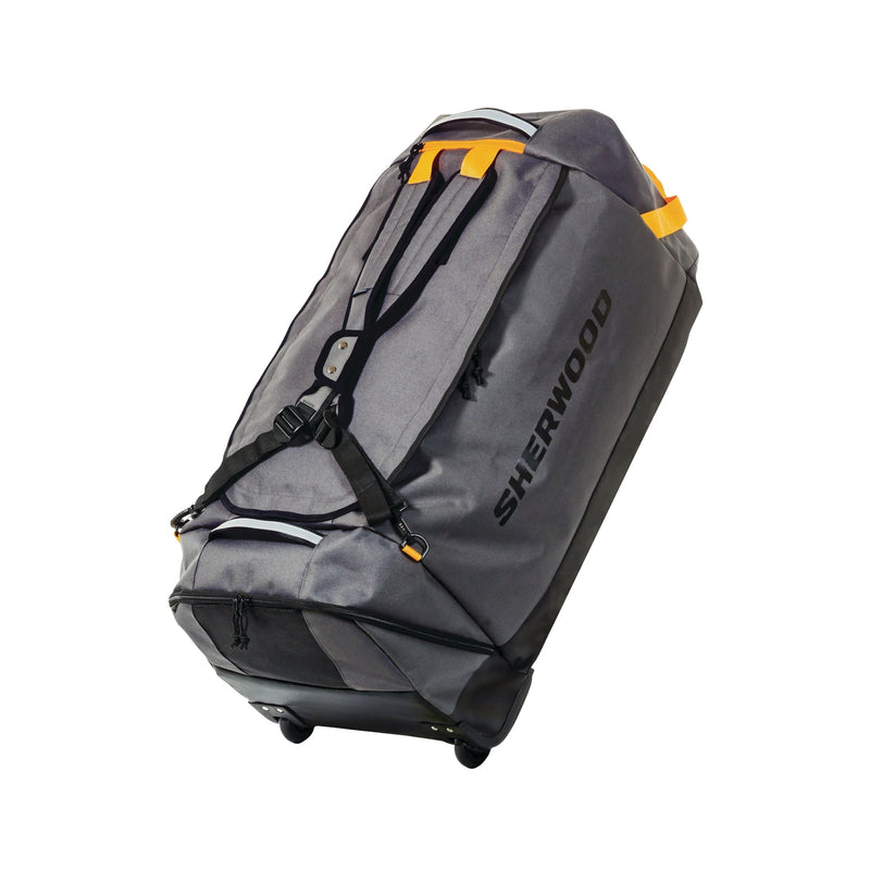 Convertible Hockey Bag with Backpack Straps, Wheeled, Senior, Grey, 34-in P9