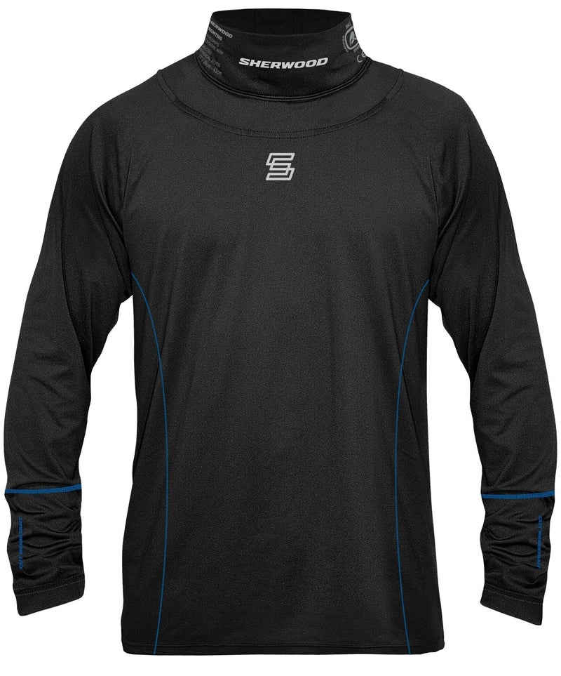 Hockey Long Sleeve Top with Integrated Neck Guard, Senior/Men, Black, Assorted Sizes Q1