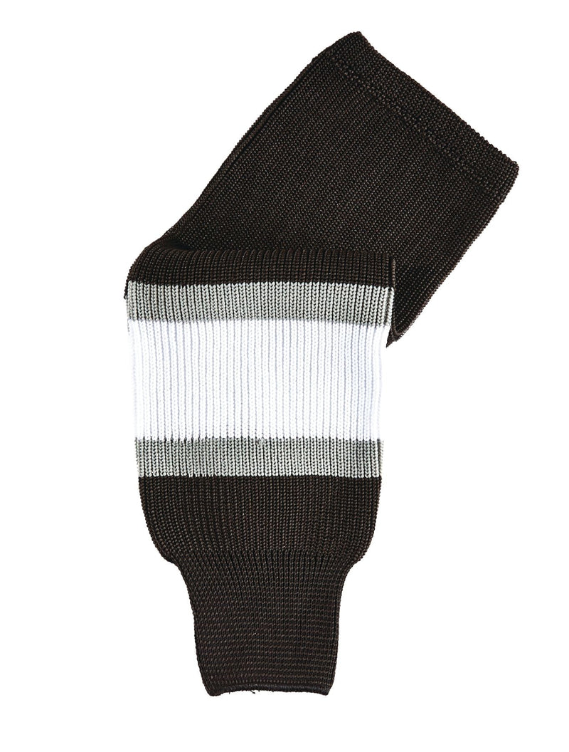 Knit Hockey Socks, Black/White/Silver, Assorted Sizes C3