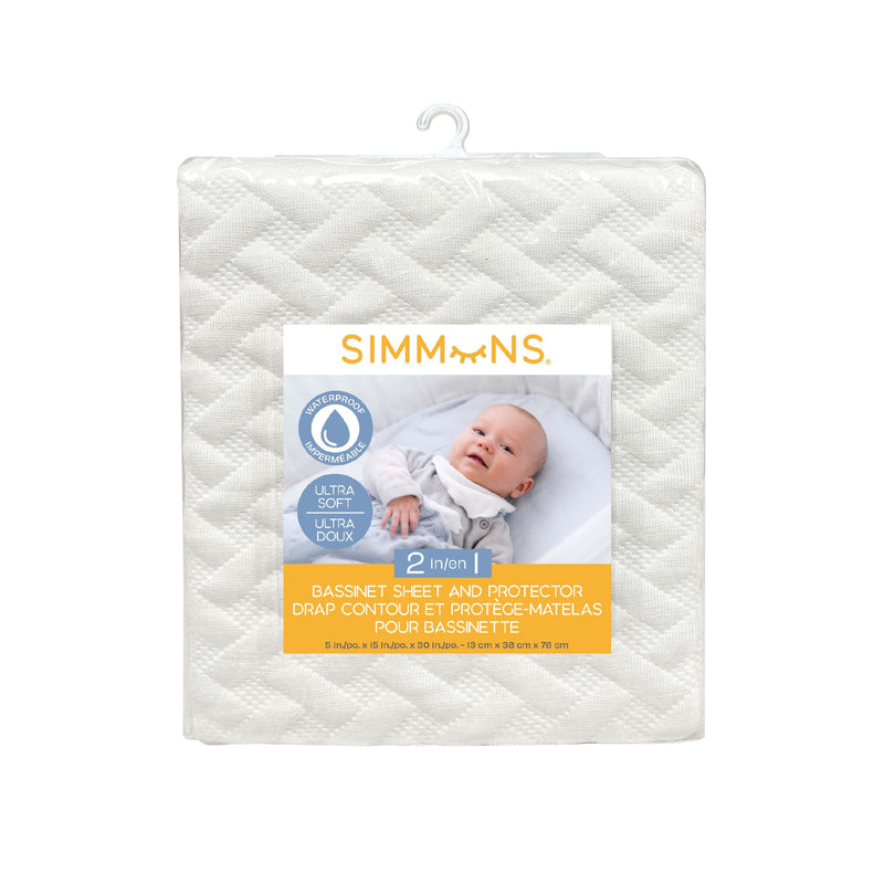 2-in-1 Bassinet Sheet & Waterproof Protector, Ivory M1