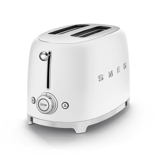 50's Retro Style Wide Slot Pop Up Electric Toaster with 6 Settings, 2-Slice, Matte White