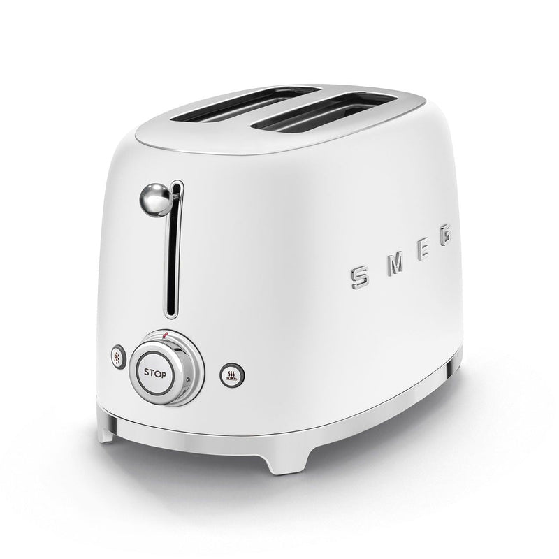 50's Retro Style Wide Slot Pop Up Electric Toaster with 6 Settings, 2-Slice, Matte White R8