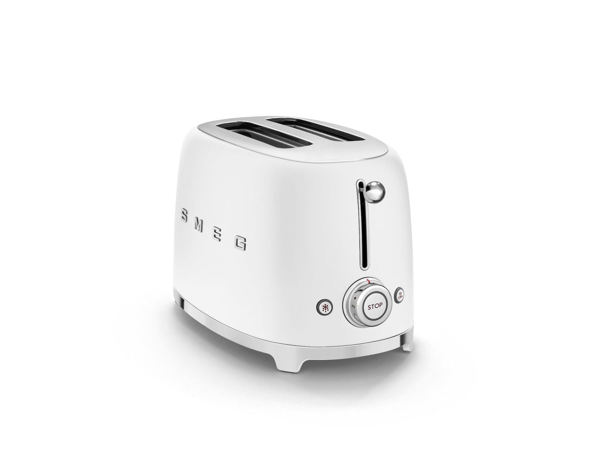 50's Retro Style Wide Slot Pop Up Electric Toaster with 6 Settings, 2-Slice, Matte White