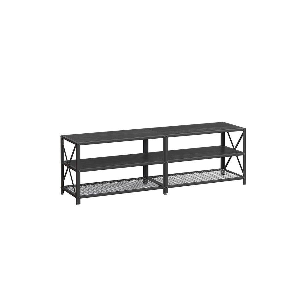 Home 70-in 3-Tier Industrial Black TV Stand