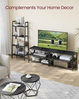 Home 70-in 3-Tier Industrial Black TV Stand